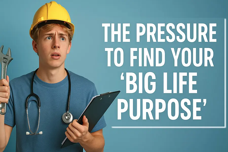 person overwhelmed while searching for one big life purpose