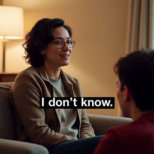  person practicing calm honesty when uncertain
