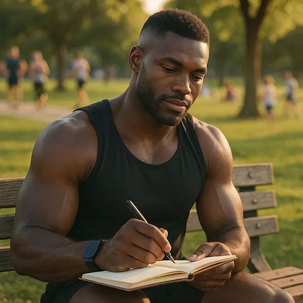 Person journaling for self-care, keyword: boundary self-care