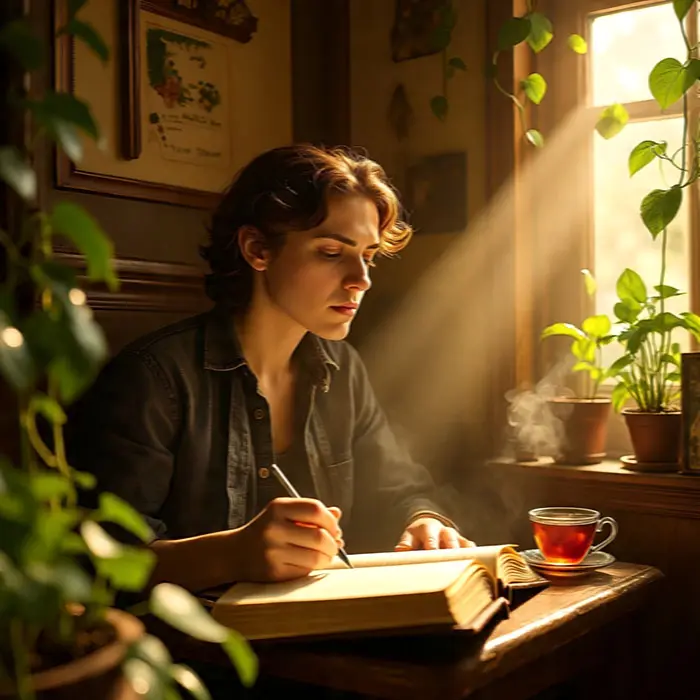 simple of journaling to process emotions in a cozy nook