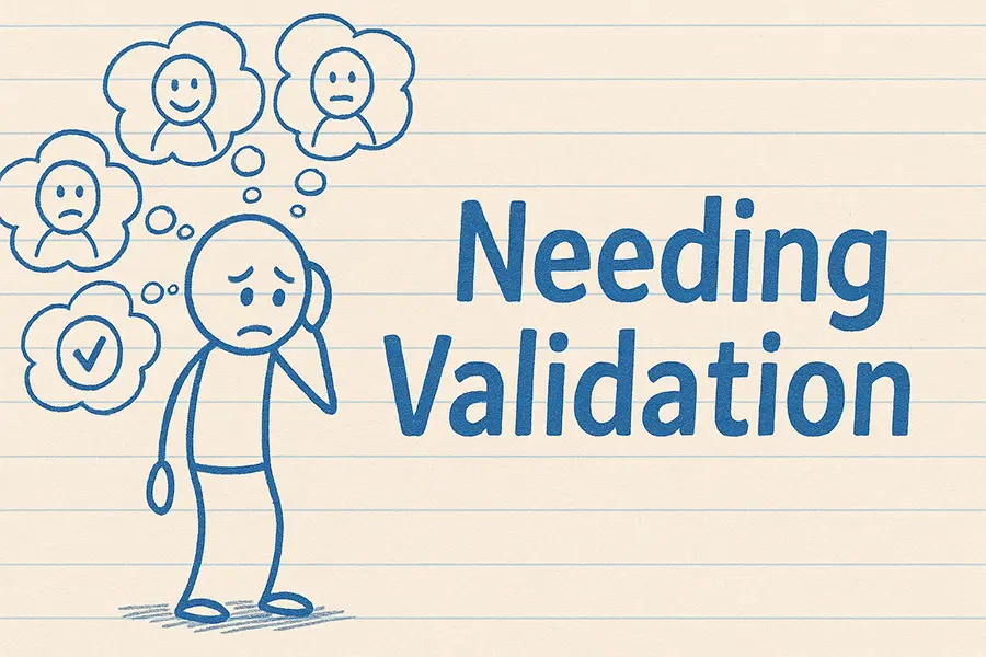 stiky painted experiencing anxiety while seeking external validation through texts