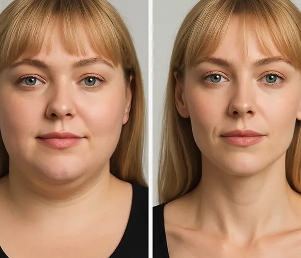 Before and after weight loss facial changes, keyword: facial transformation