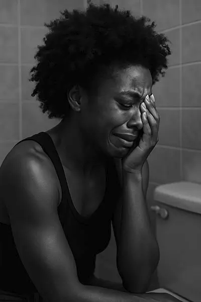 Breaking down privately while appearing strong, keyword: hidden burnout
