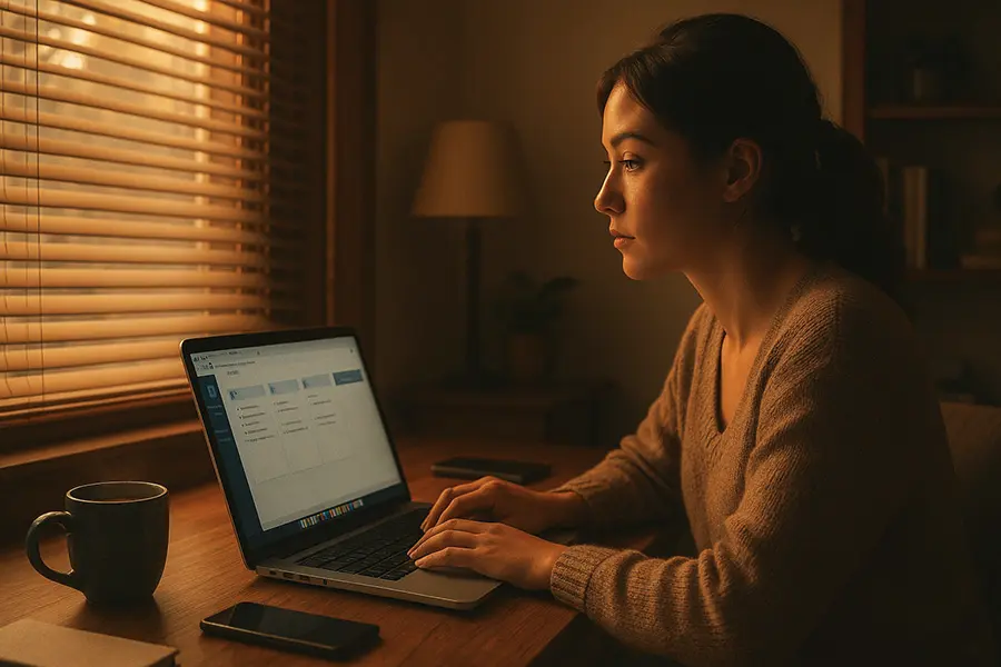 Calm focused worker in home office unlock your online productivity potential today