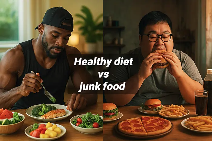 just right select, you can choose Healthy diet and junk food