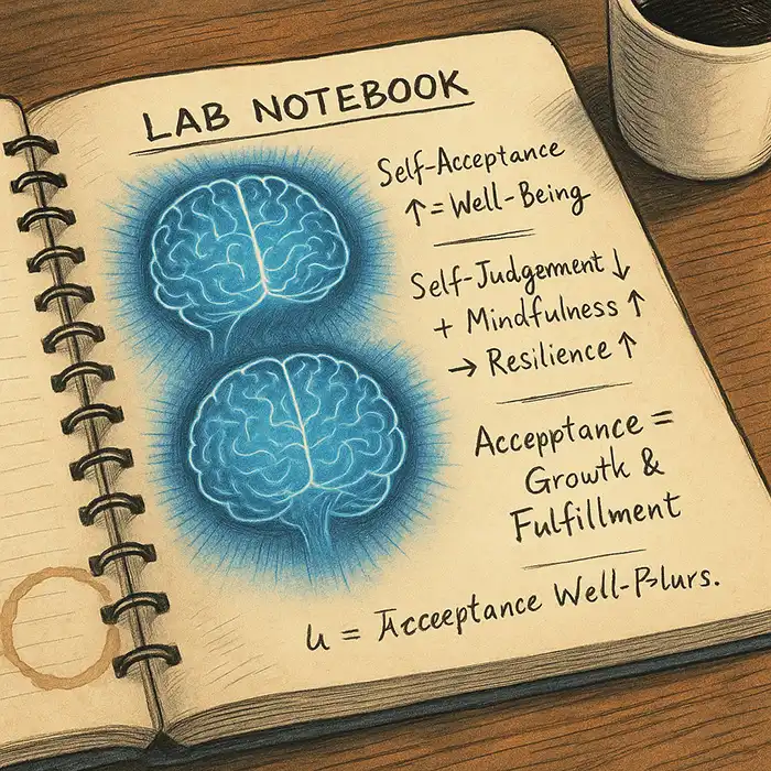 Lab notes on self-acceptance science – brains lighting up with acceptance, kinda cool right?