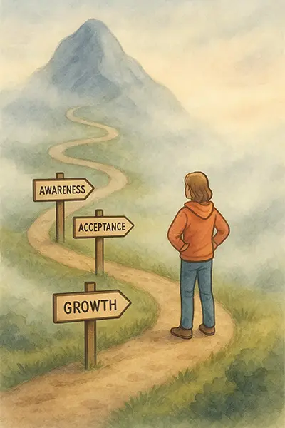 Mountain path to self-acceptance stages – where are you on the climb?