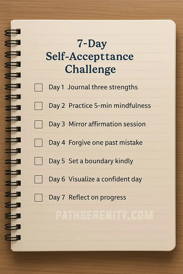 Printable worksheet: 7-Day Self-Acceptance Challenge