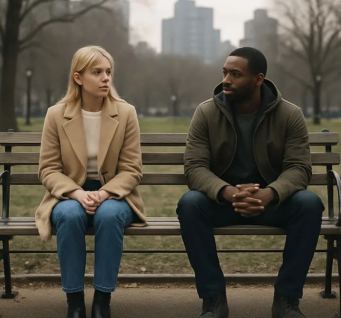 Two friends keeping respectful space, visualizing healthy emotional boundaries